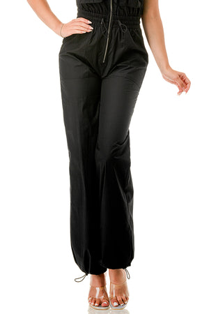 RJ1275 - Woven Cargo Pocketed Jumpsuit