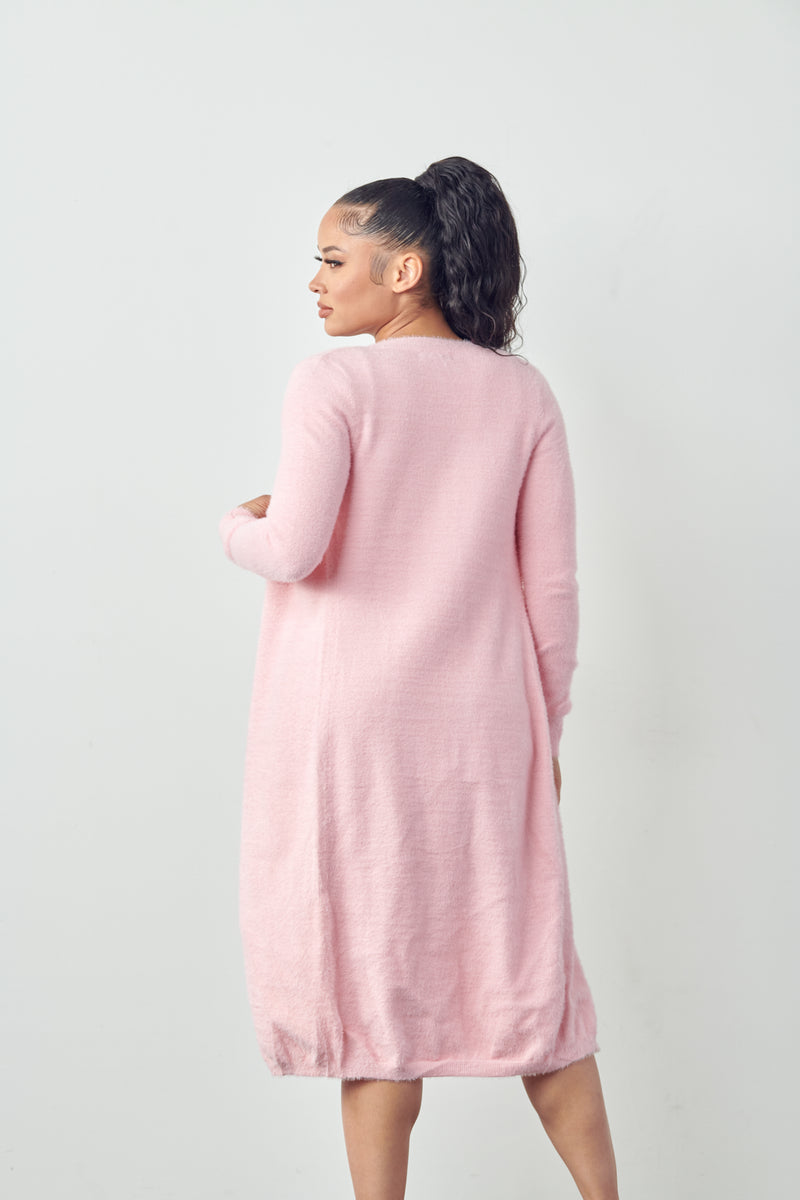 SW299 Open Front Long Fuzzy Cardigan