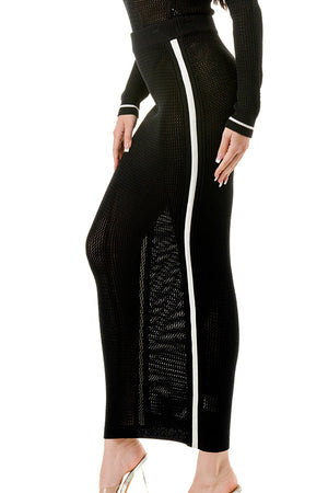 SW3661-Long Sleeve Bodysuit and Midi Skirt Set