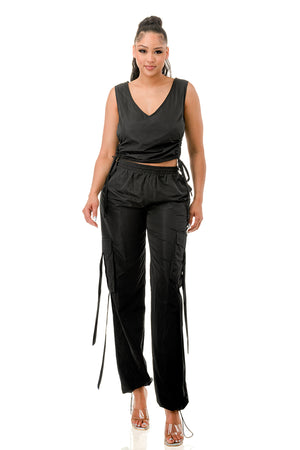 TP1324 - Woven Sleeveless Top and Cargo Pants Set