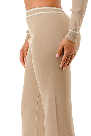 TP1454 - Long Sleeve Collared Top and Wide Leg Pants Set