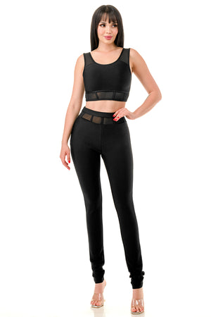 TS-543 - Bandage Sleeveless Crop Top and Pants Set