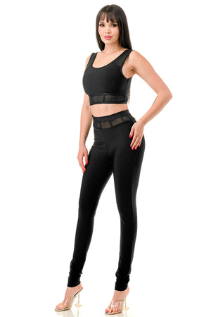 TS-543 - Bandage Sleeveless Crop Top and Pants Set