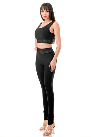 TS-543 - Bandage Sleeveless Crop Top and Pants Set