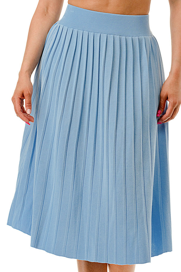 TS1227 - Collared Button Up Crop Top and Tennis Midi Skirt