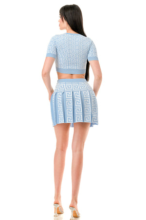 TS1280 - Monogram Pattern Top and Tennis Skirt Set