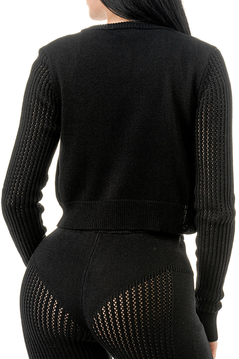 SW3590 - Semi See Through 3 Piece Sweater Knit Set