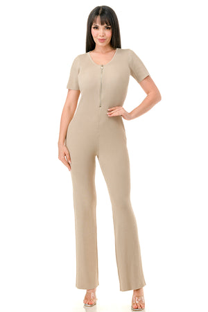 RJ1346 - Wide Leg Rib Knit Jumpsuit