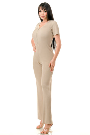 RJ1346 - Wide Leg Rib Knit Jumpsuit