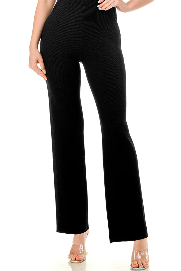 RJ1346 - Wide Leg Rib Knit Jumpsuit