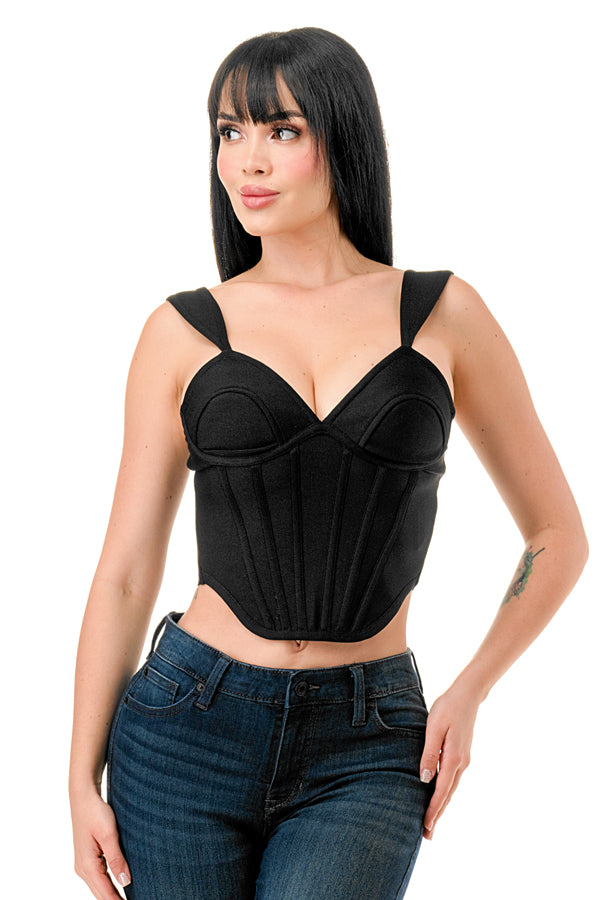 TS-487-Bandage Crop Top with Think Straps