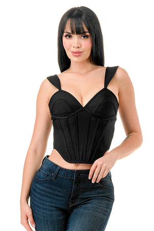 TS-487-Bandage Crop Top with Think Straps