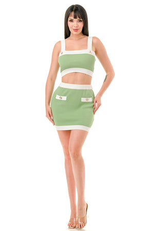 TS1263 - Crop Tank Top and Mini Skirt Set