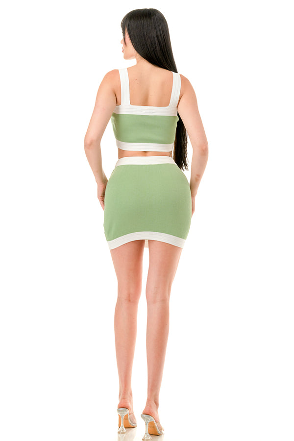 TS1263 - Crop Tank Top and Mini Skirt Set