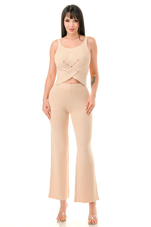 TP1400 - Crop Top and Wide Leg Pants Set