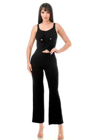 TP1400 - Crop Top and Wide Leg Pants Set