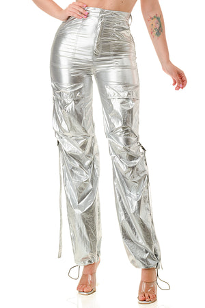 P2426 Woven Metallic Pants