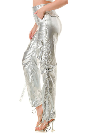 P2426 Woven Metallic Pants