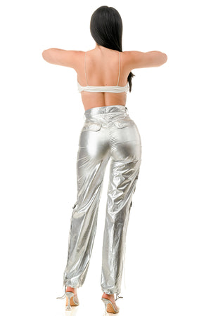 P2426 Woven Metallic Pants