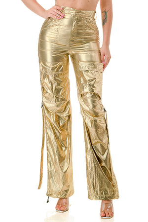 P2426 Woven Metallic Pants