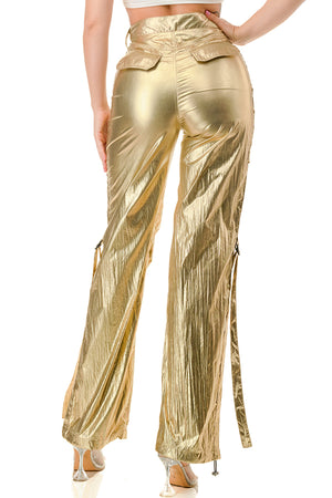 P2426 Woven Metallic Pants