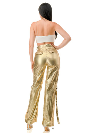 P2426 Woven Metallic Pants