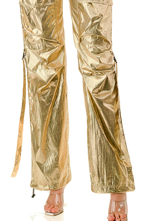 P2426 Woven Metallic Pants