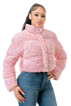 J785 - All Over Sequin Puffer Jacket