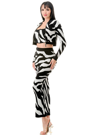 SW3810-Zebra Pattern 3 Piece Knit Set
