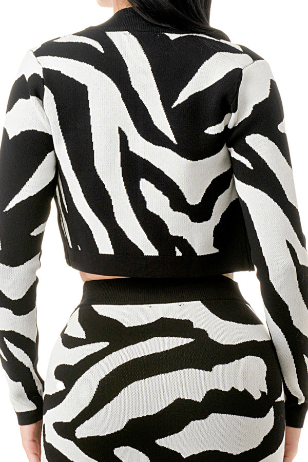 SW3810-Zebra Pattern 3 Piece Knit Set