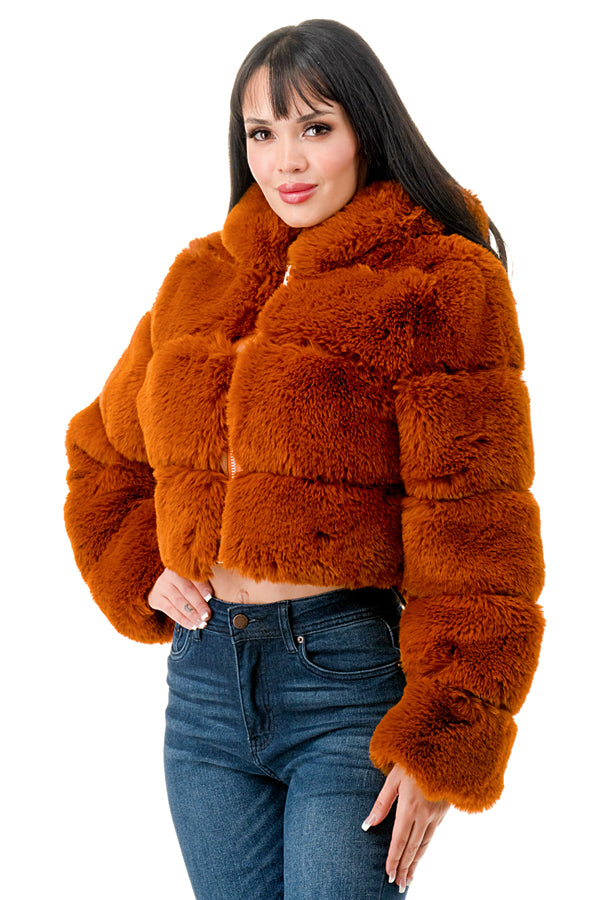 J750 - All Over Fur Zip Up Hoodie Jacket