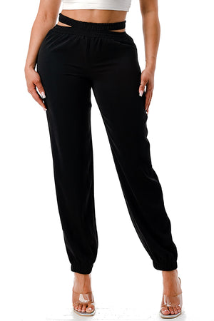 P2059 - High Rise Cut Out Waistband Pants