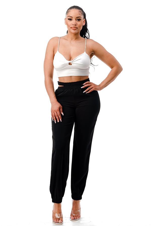 P2059 - High Rise Cut Out Waistband Pants