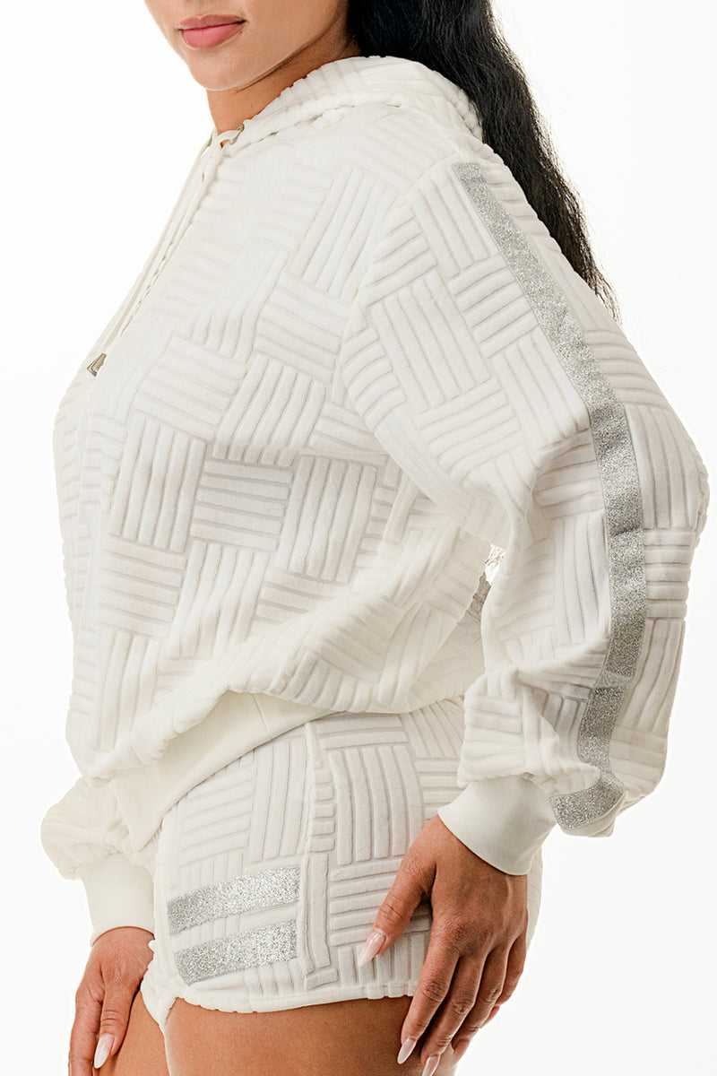 TP1375 - Patterned Terrycloth Hoodie and Shorts Set