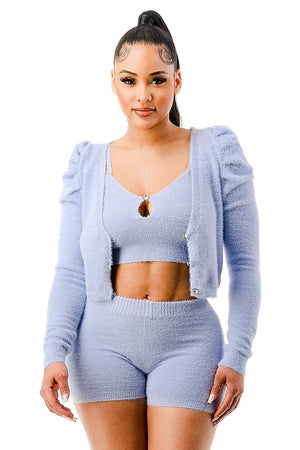 SW1657 Fuzzy Rib Knit Matching Outfit Set