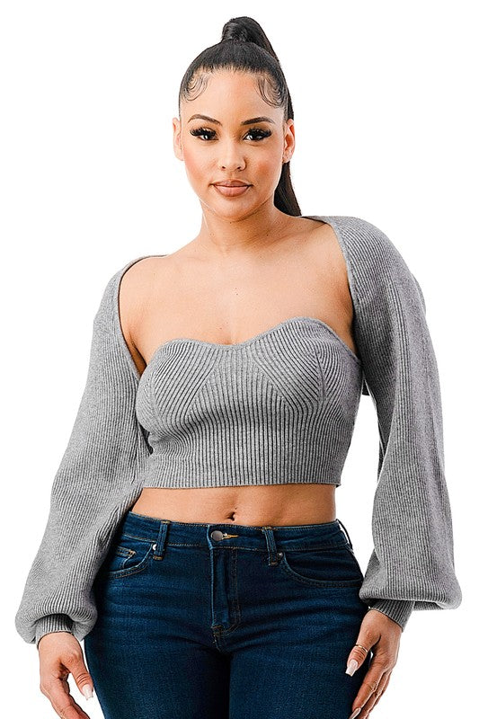 SW1660 - Bandeau and Super Cropped Sweater Set