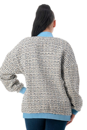 J438 - Woven Tweed Varsity Jacket