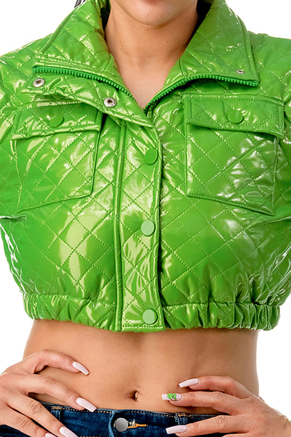 J508 - Ultra Cropped Latex Puffer Jacket – 36 Point 5