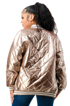 J298 - Diamond Quilted Latex Bomber Jacket