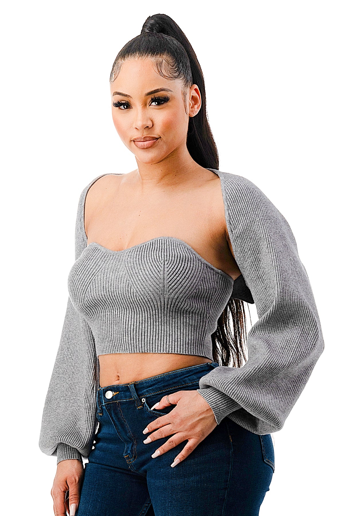 Sweater crop top outlet set