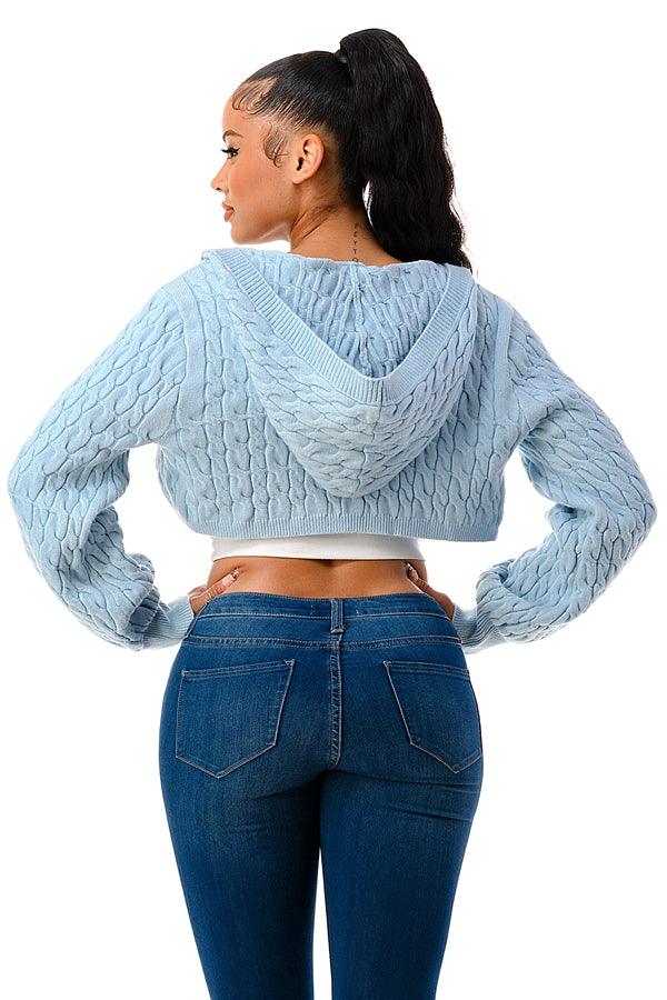 SW1677 - Cable Knit Cropped Shrug Sweater