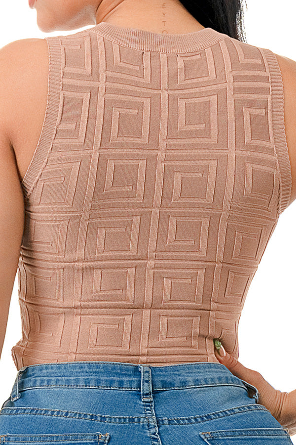 SW3062 - Textured Fabric Sleeveless Bodysuit