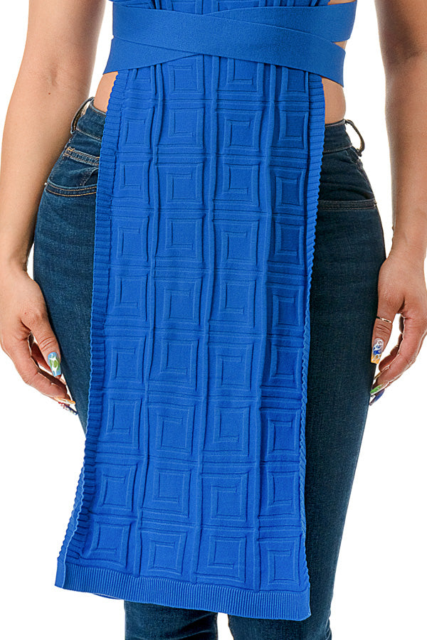SW3074 - Textured Open Side Wrap Dress