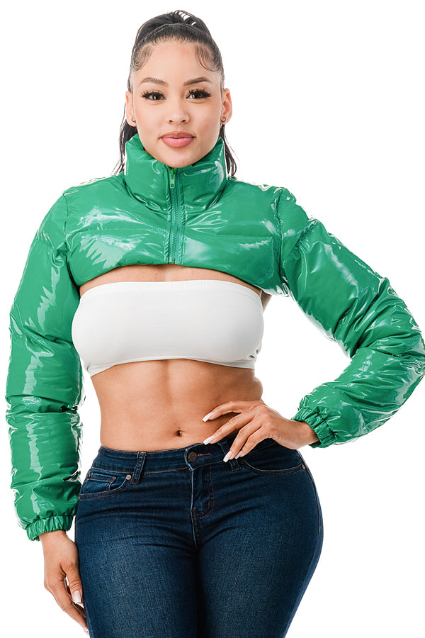 J508 - Ultra Cropped Latex Puffer Jacket – 36 Point 5
