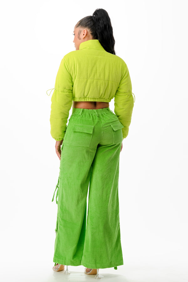 J453/P2044 - Cropped Corduroy Jacket and Wide Leg Cargo Pants
