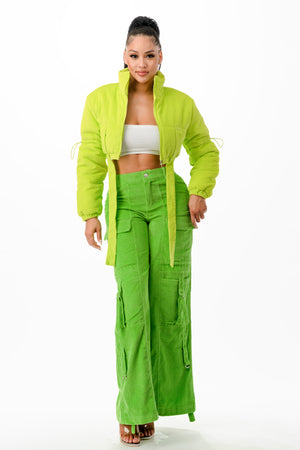 J453/P2044 - Cropped Corduroy Jacket and Wide Leg Cargo Pants