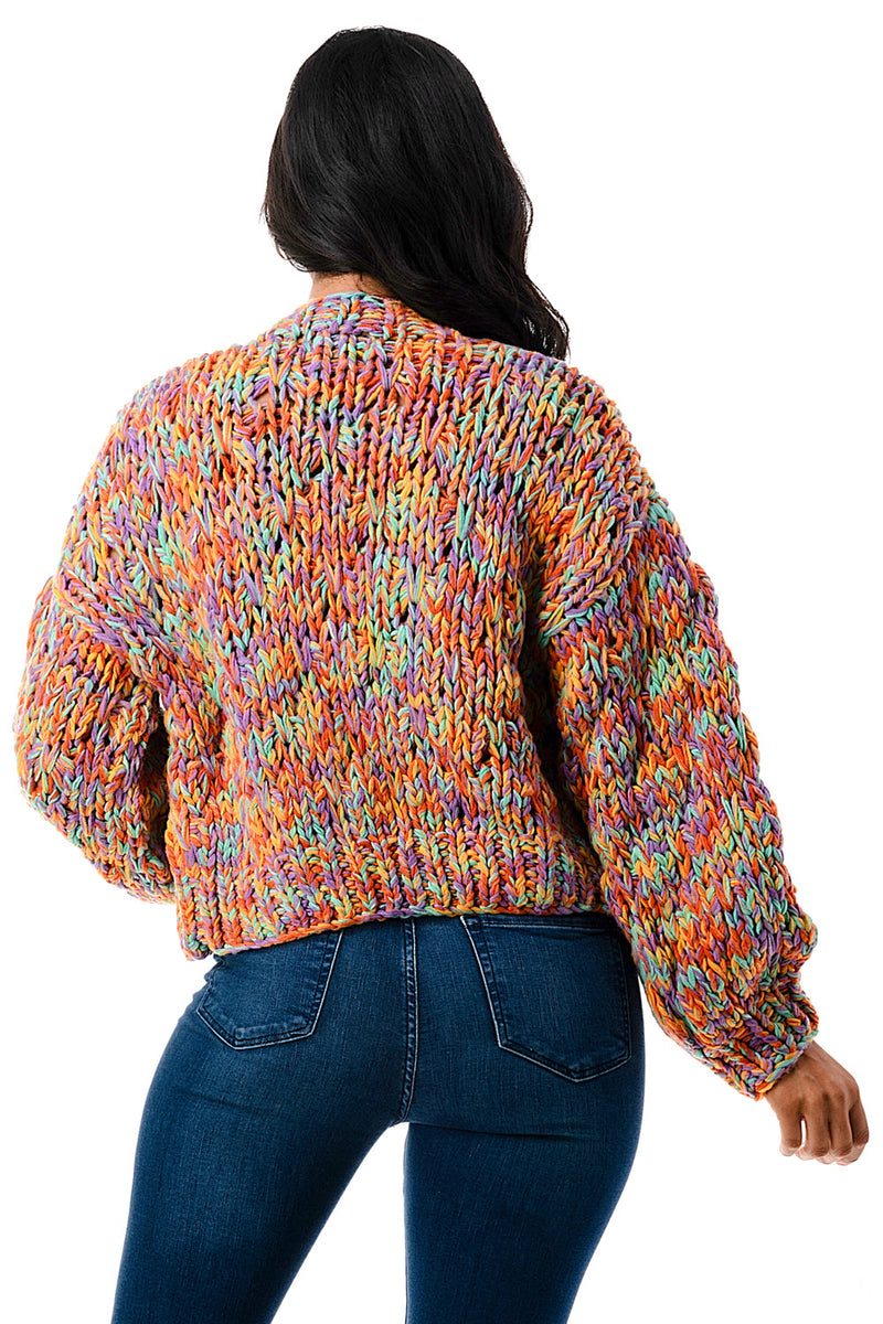 SW1723 - Chunky Knit Short Cardigan Sweater